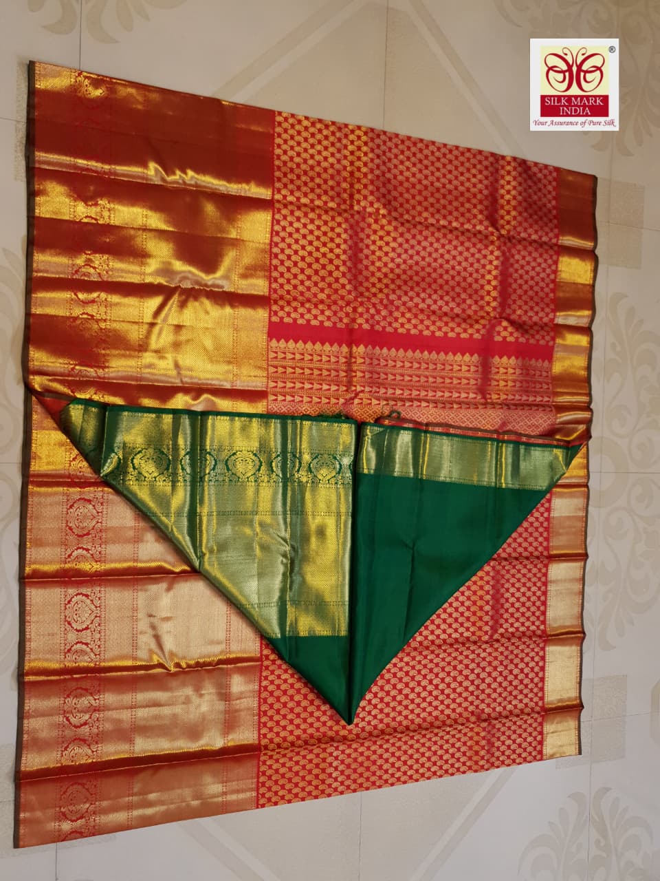 Chilly Red Kanchipuram Handloom 2G Gold Pattu Silk Saree