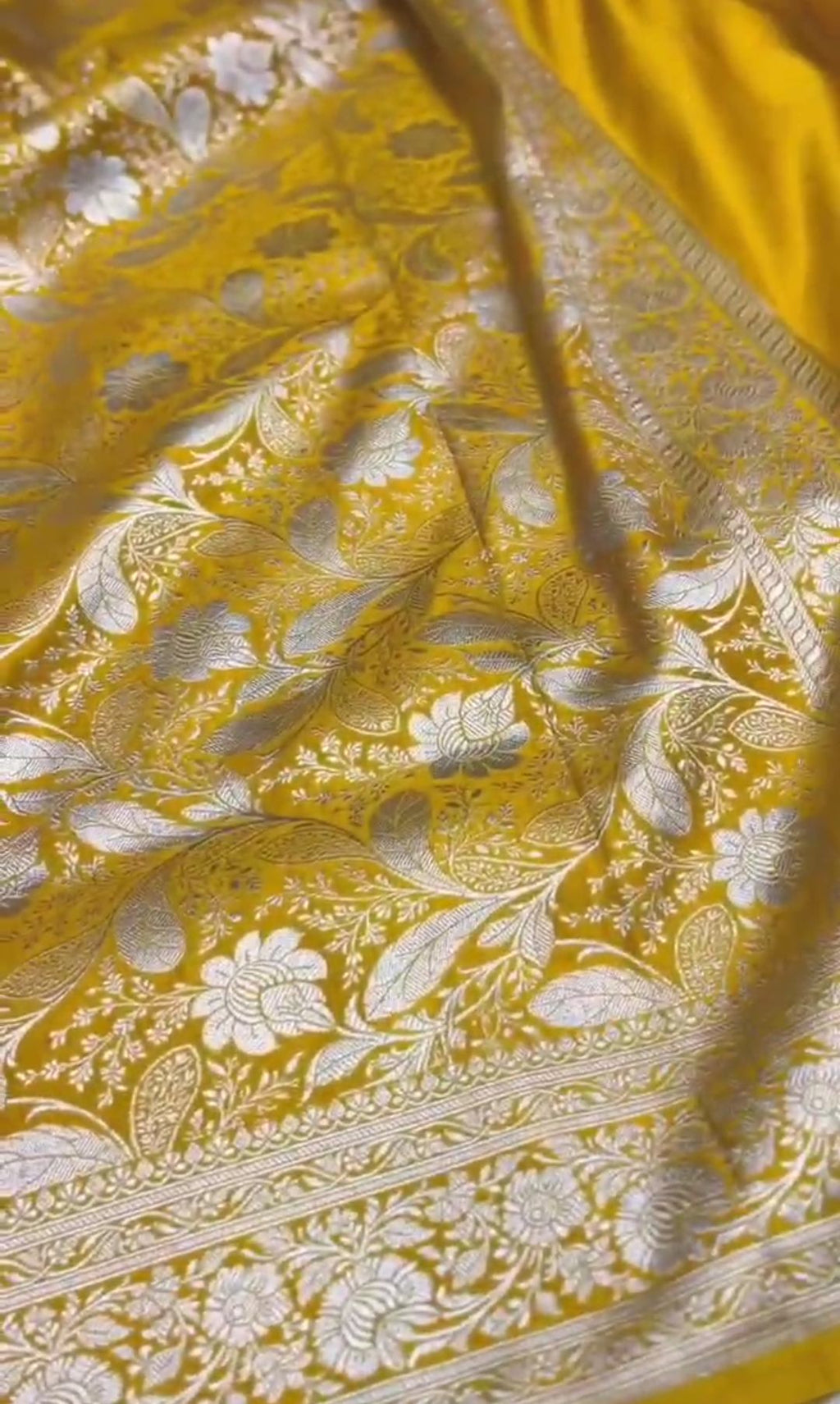 Mustard Banarasi Mashru Soft Silk Saree