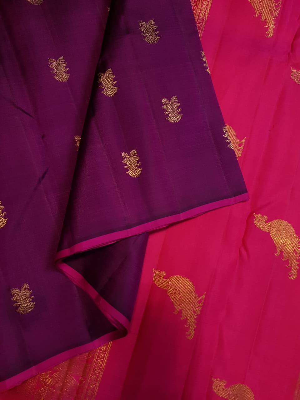 Magenta Kanchipuram Handloom 3G Pure Gold Pattu Silk Saree