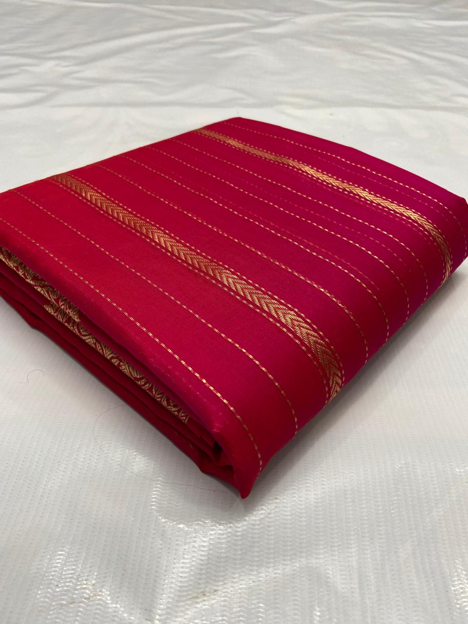 Dark Pink Chanderi Handloom Katan Silk Nakshi Saree