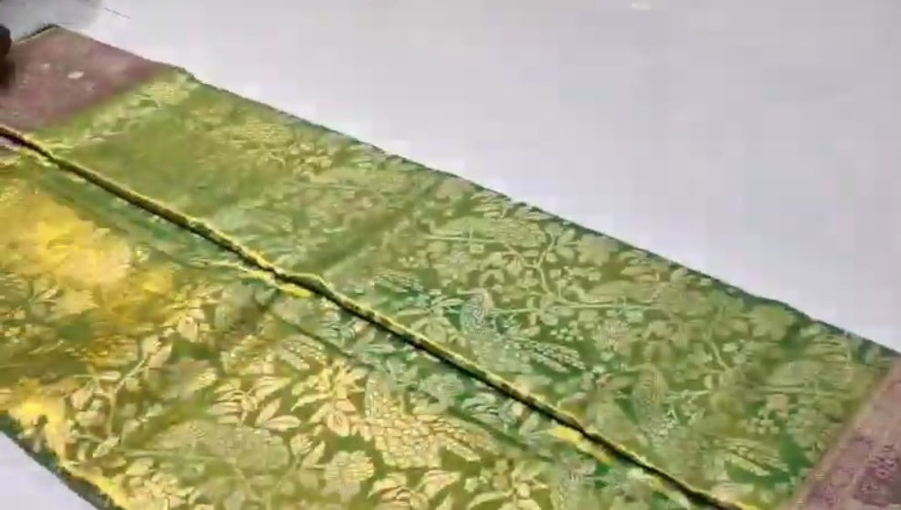 Green Kanchipuram handloom Tissue Brocade Meenakari Silk Saree