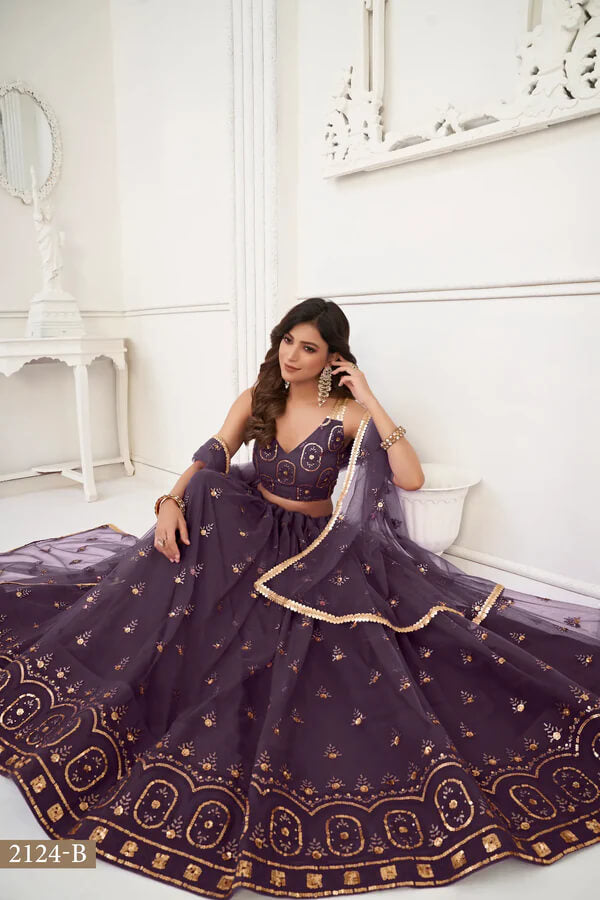 Glamorous Dusty Wine Lehenga with Sequin Detailing