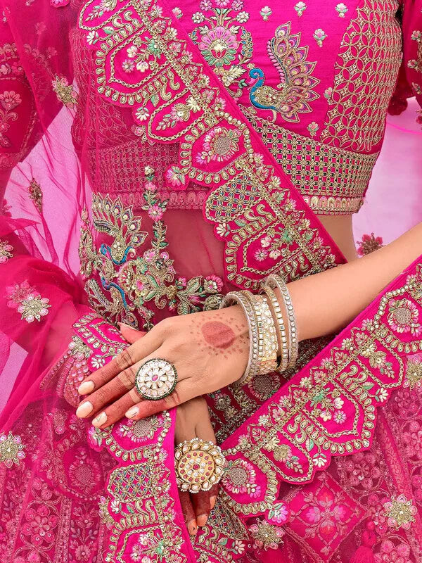 Elegant Pink Wedding Lehenga with Heavy Embroidery