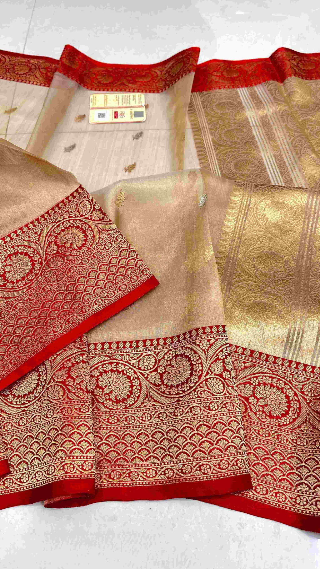 Gold Banarasi Handloom Kora Tissue Silk Saree