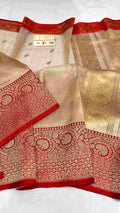 Guld Banarasi Håndvævet Kora Tissue Silke Saree