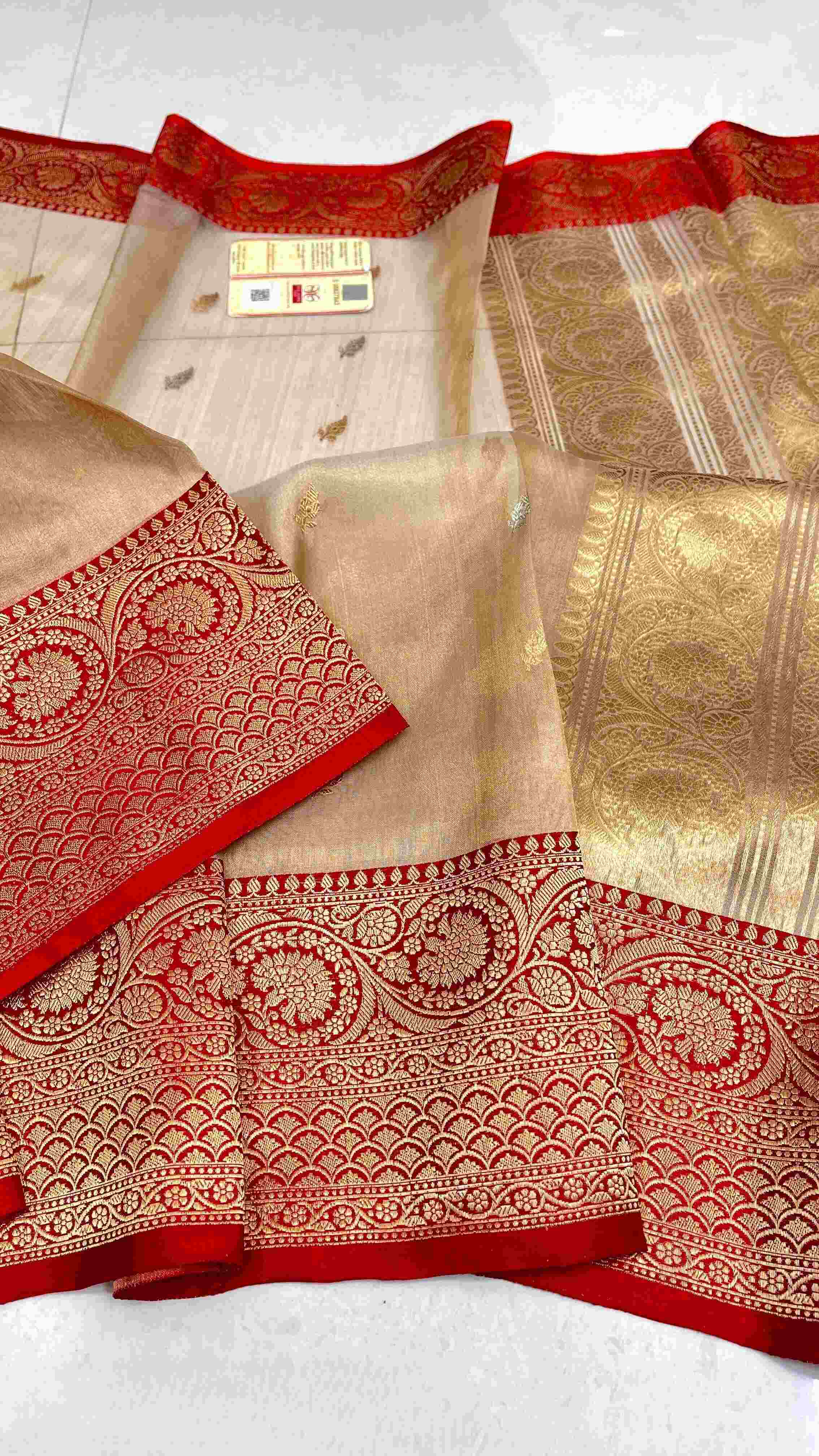 Gold Banarasi Handloom Kora Tissue Silk Saree