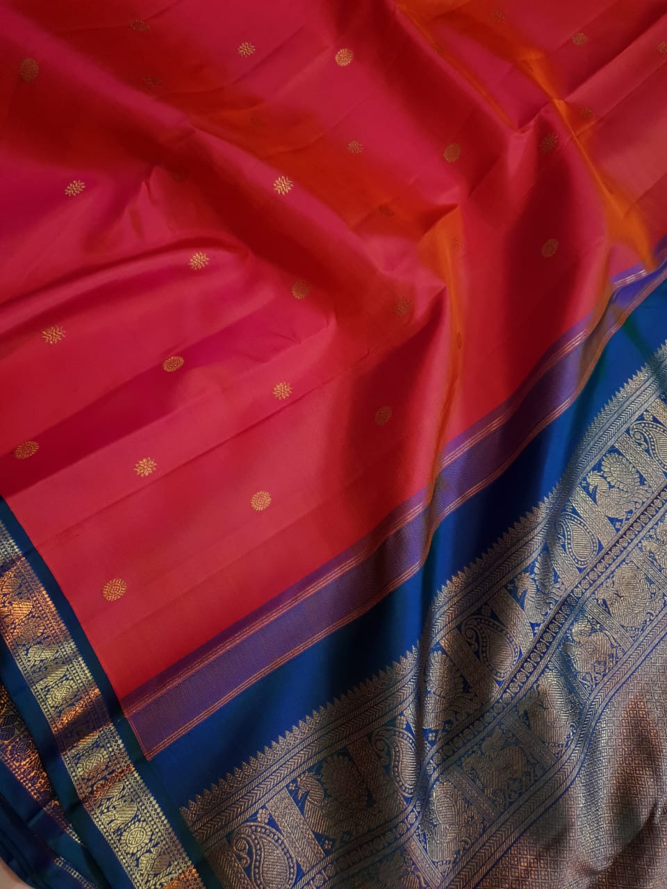 Rød Kanchipuram Handloom 4G Pure Gold Pattu Silk Saree