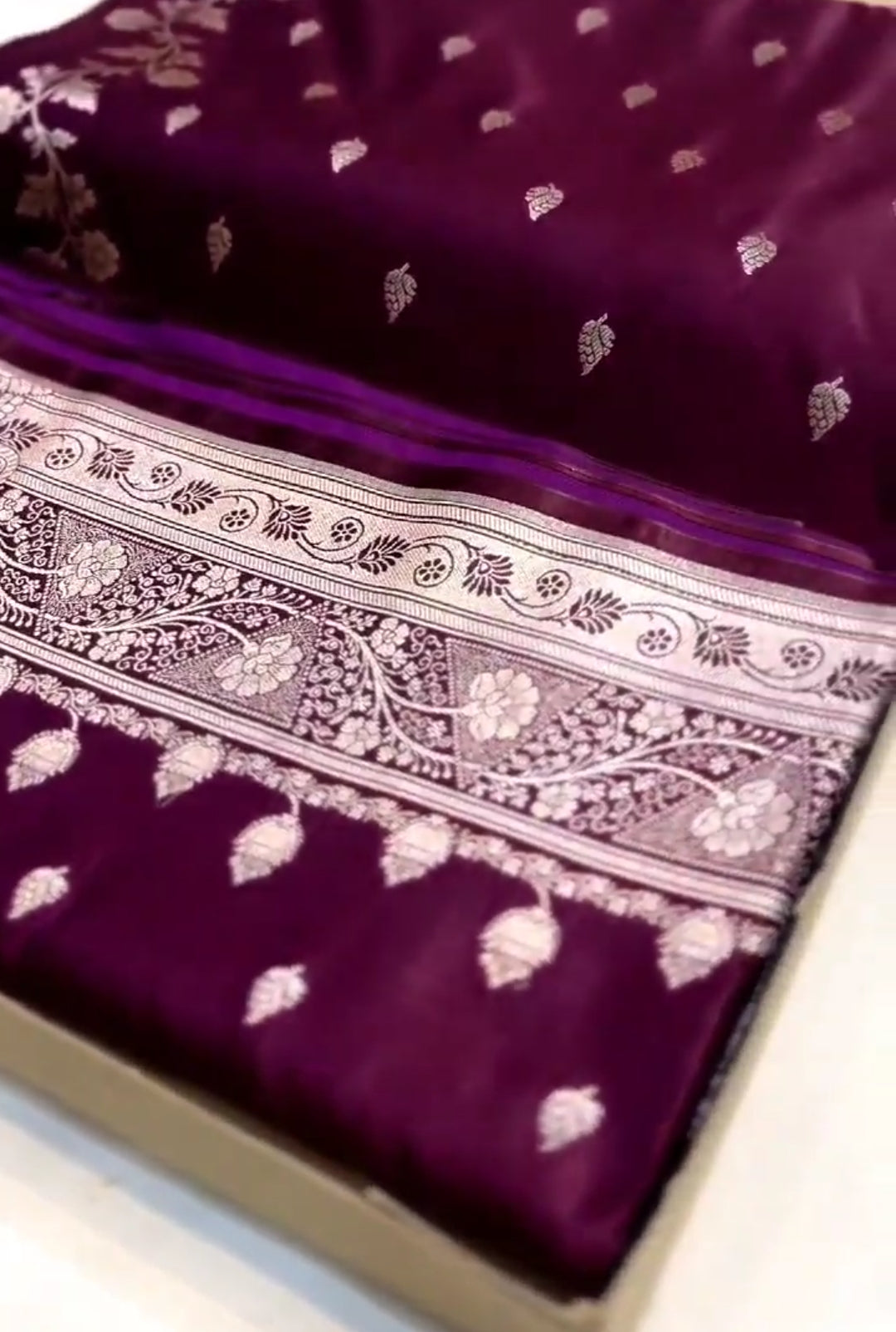 Maroon Banarasi Mashru Soft Silk Saree