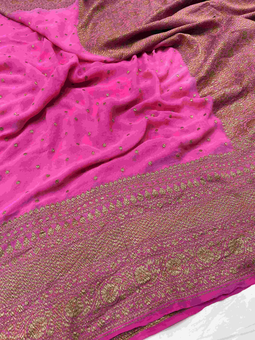 Black Banarasi Handloom Antique Zari Georgette Silk Saree