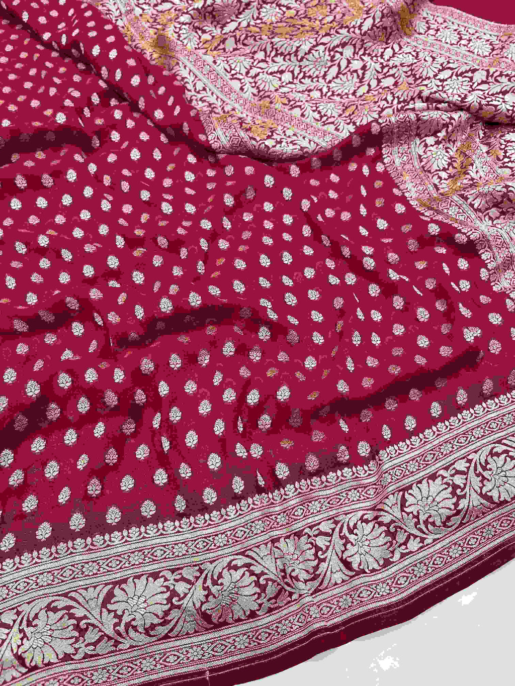 Brown Banarasi Handloom Antique Zari Georgette Silk Saree