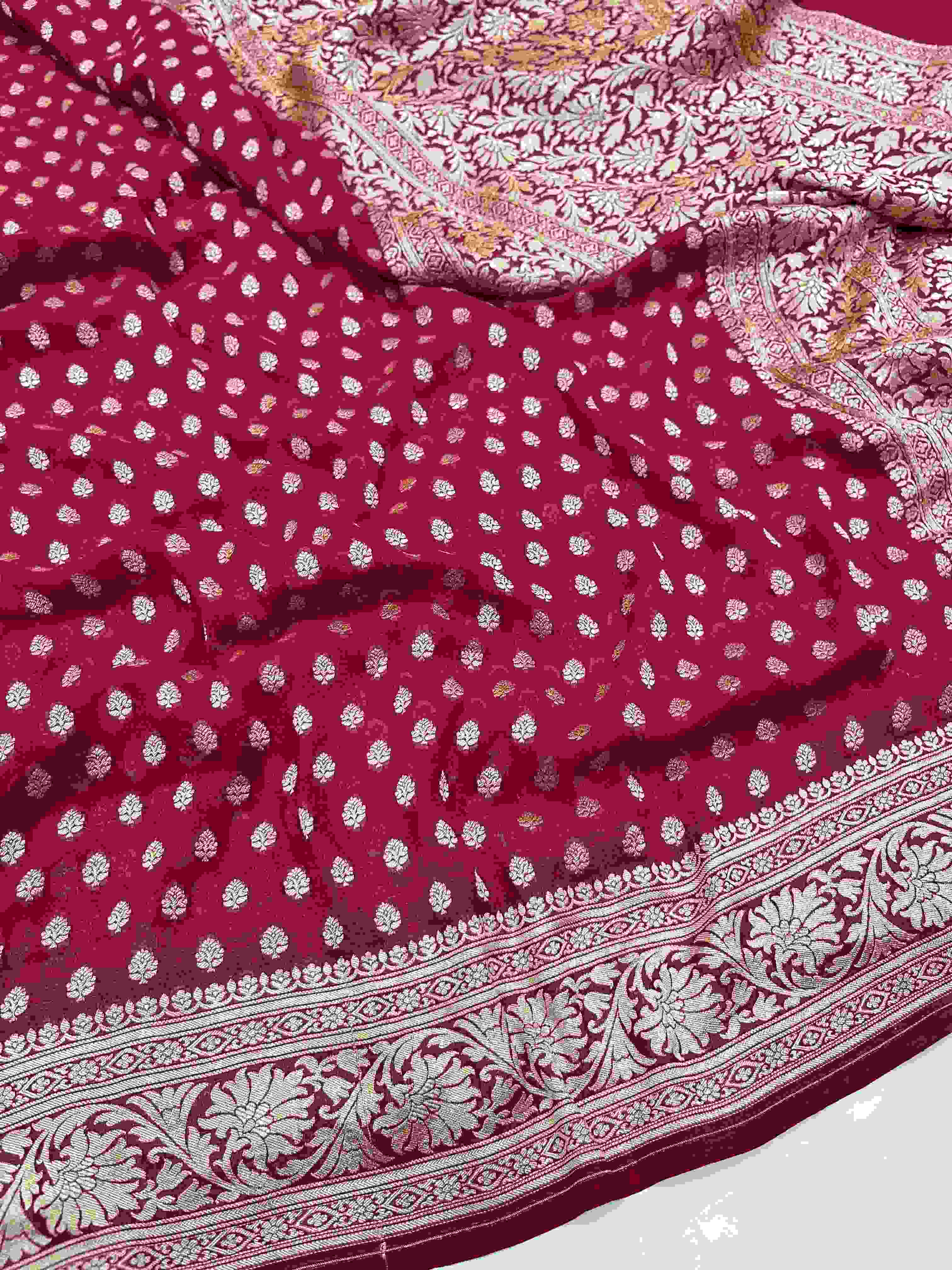 Brown Banarasi Handloom Antique Zari Georgette Silk Saree