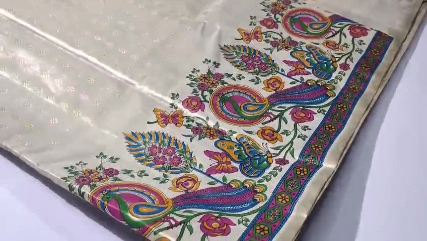 Off White Kanchipuram Handloom Kalamkari Tissue Silk Saree