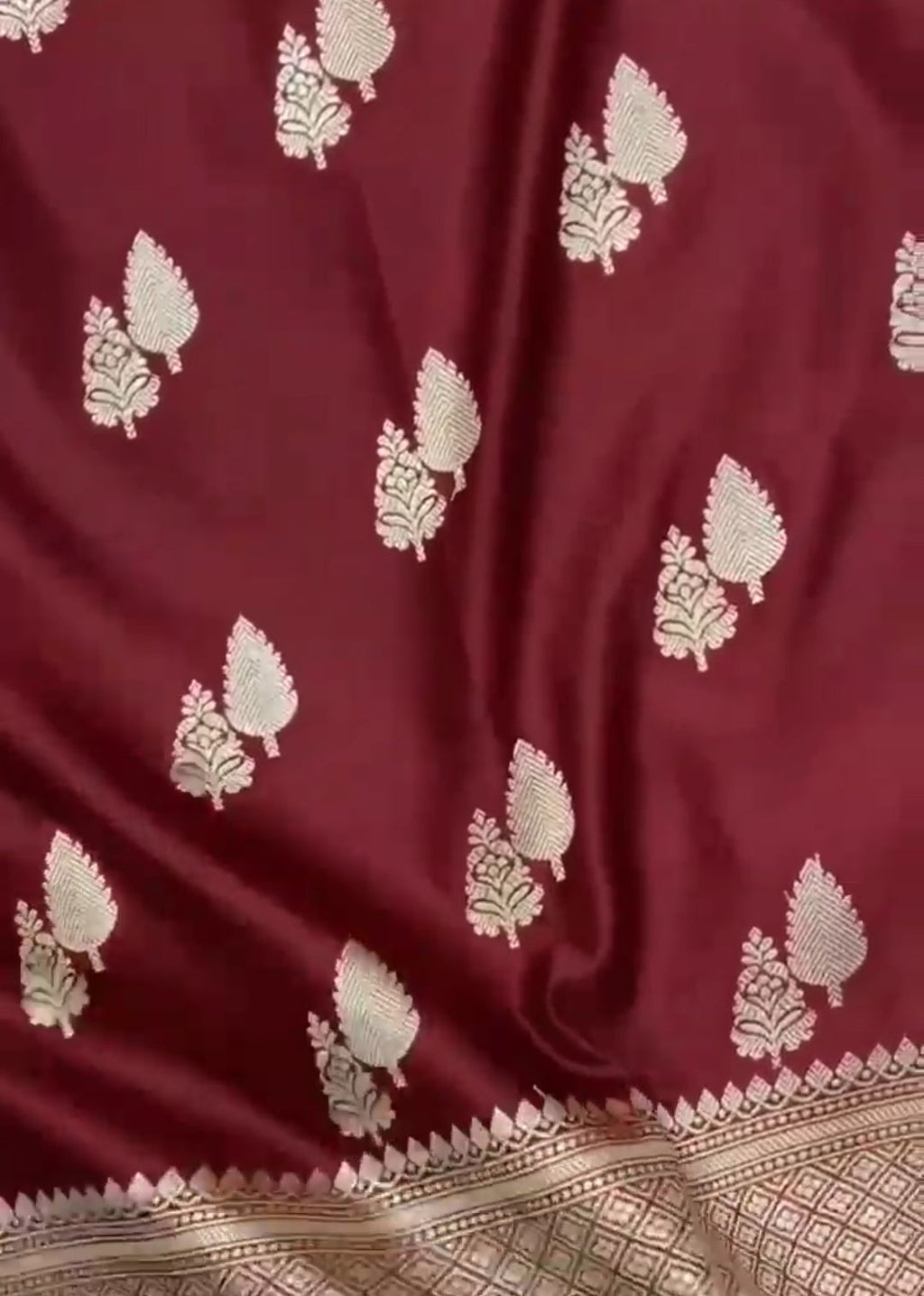 Maroon Banarasi Mashru Soft Silk Saree