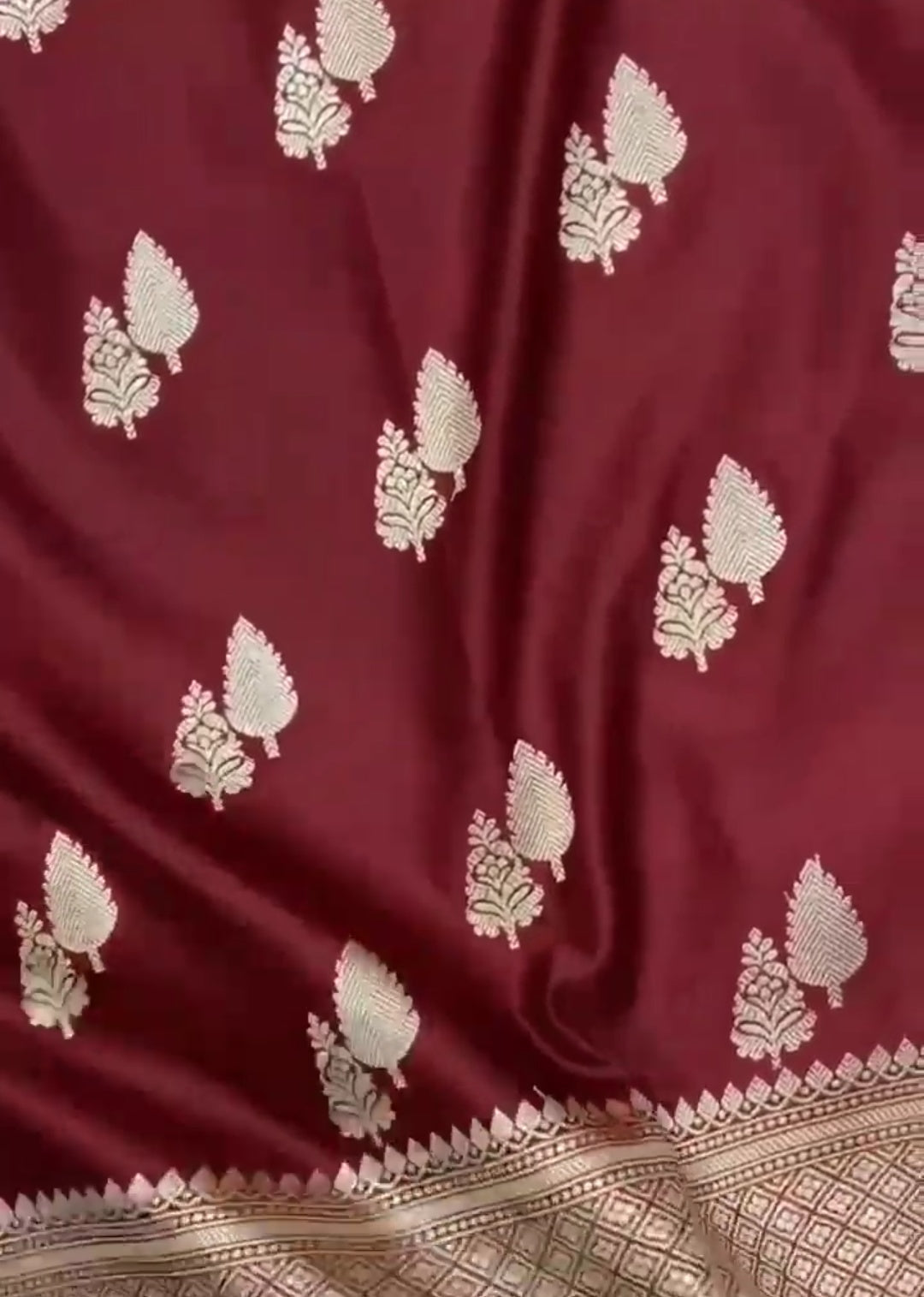 Maroon Banarasi Mashru Soft Silk Saree