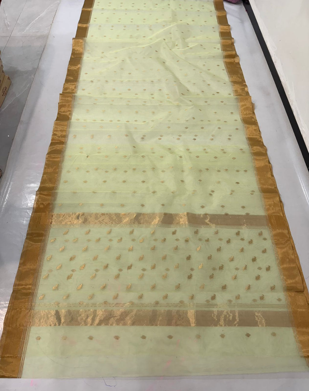 Pista Green Chanderi Handloom Katan Silk Saree