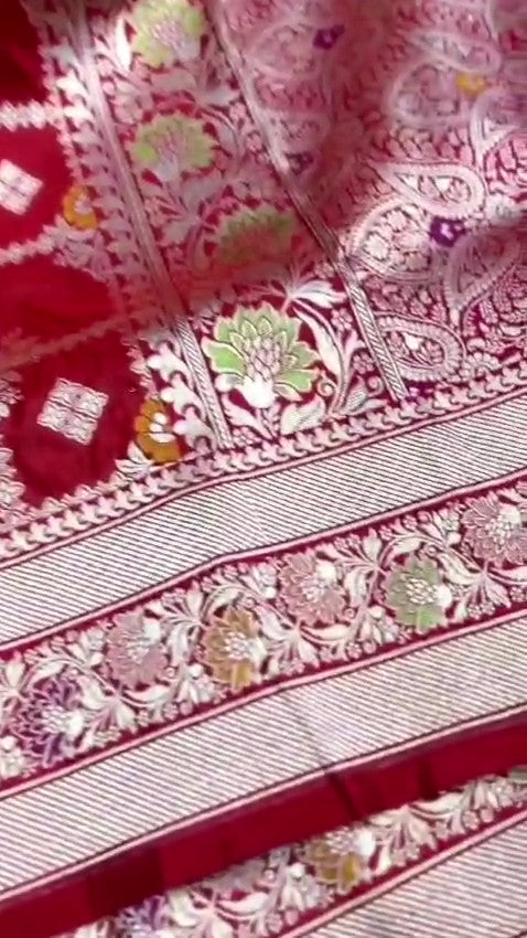 Rustic Red Banarasi Handloom Katan Silk Meenakari Saree