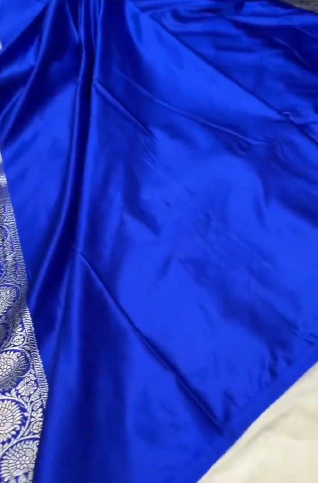 Azureblå Banarasi Mashru Blød Silke Saree