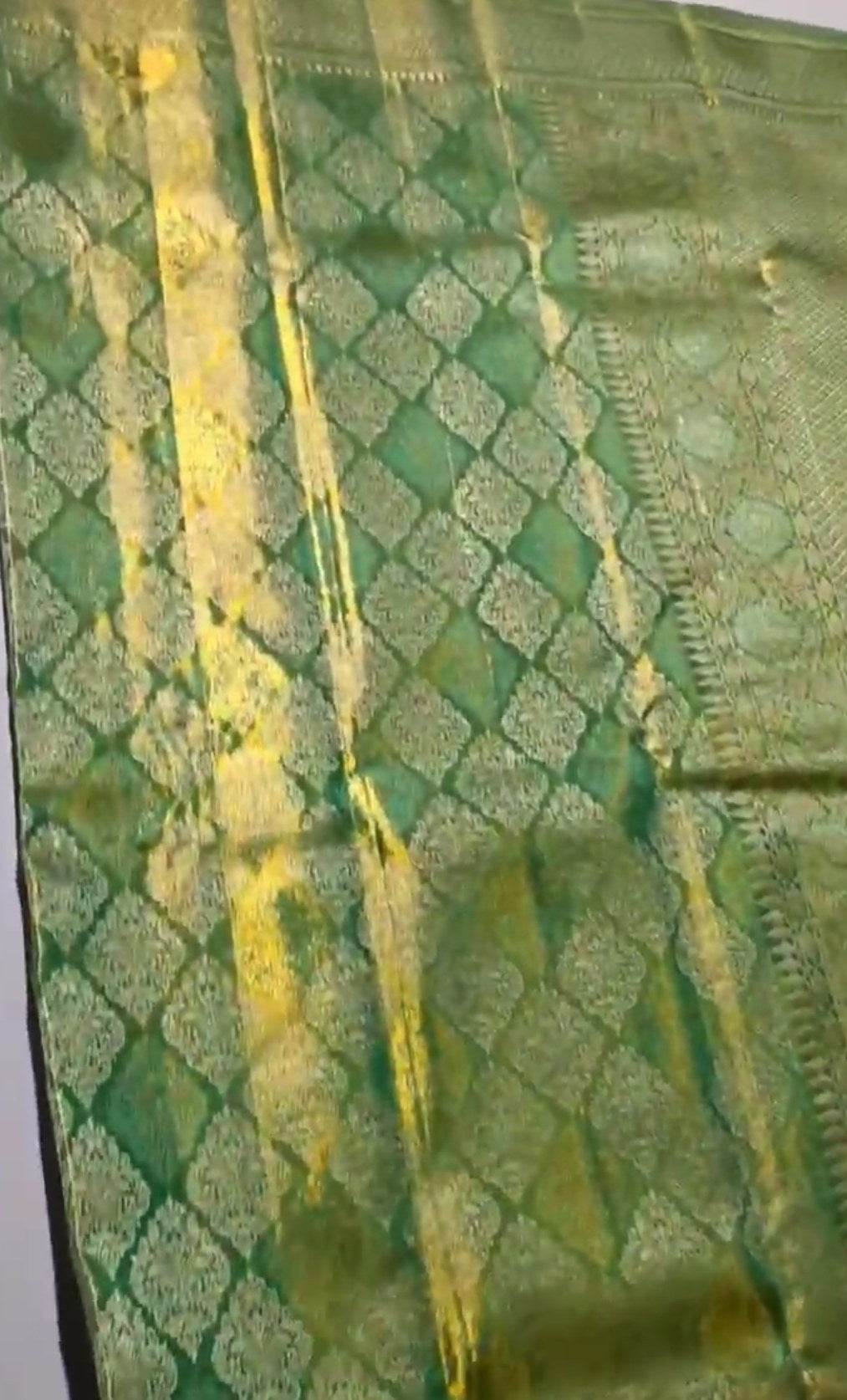 Sea Green Kanchipuram Handloom Tissue Brocade Silk Saree