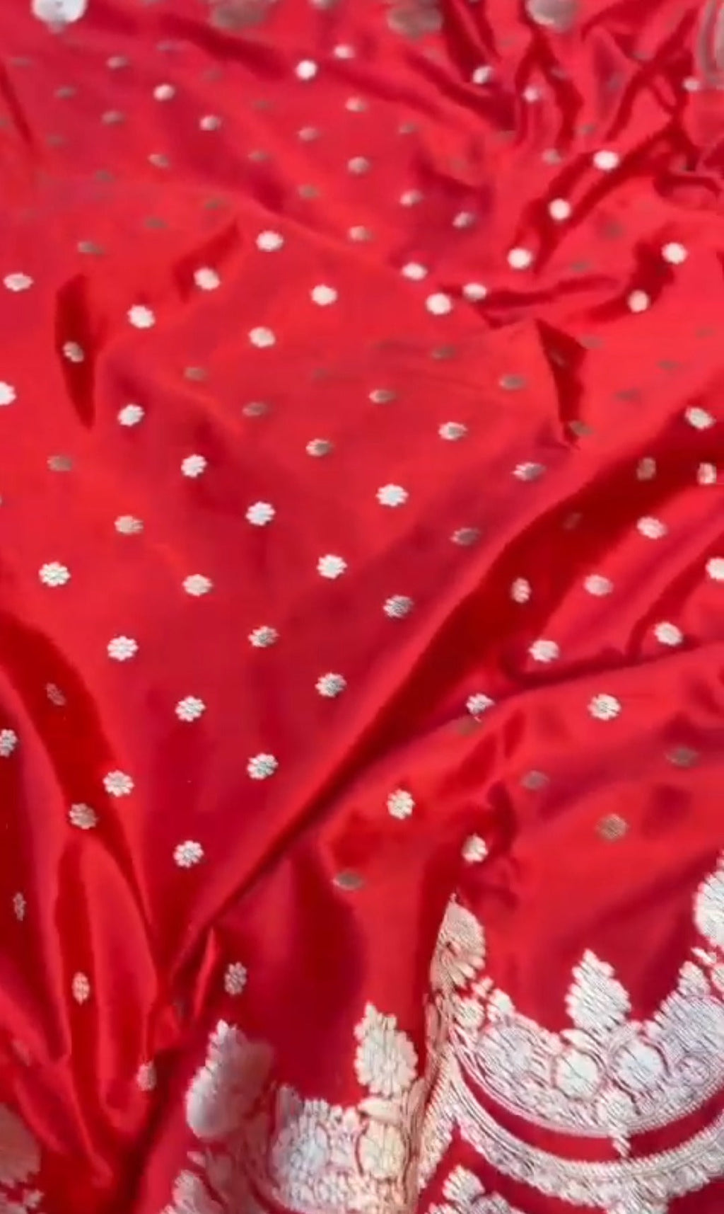Chilly Red Banarasi Mashru Soft Silk Butta Saree