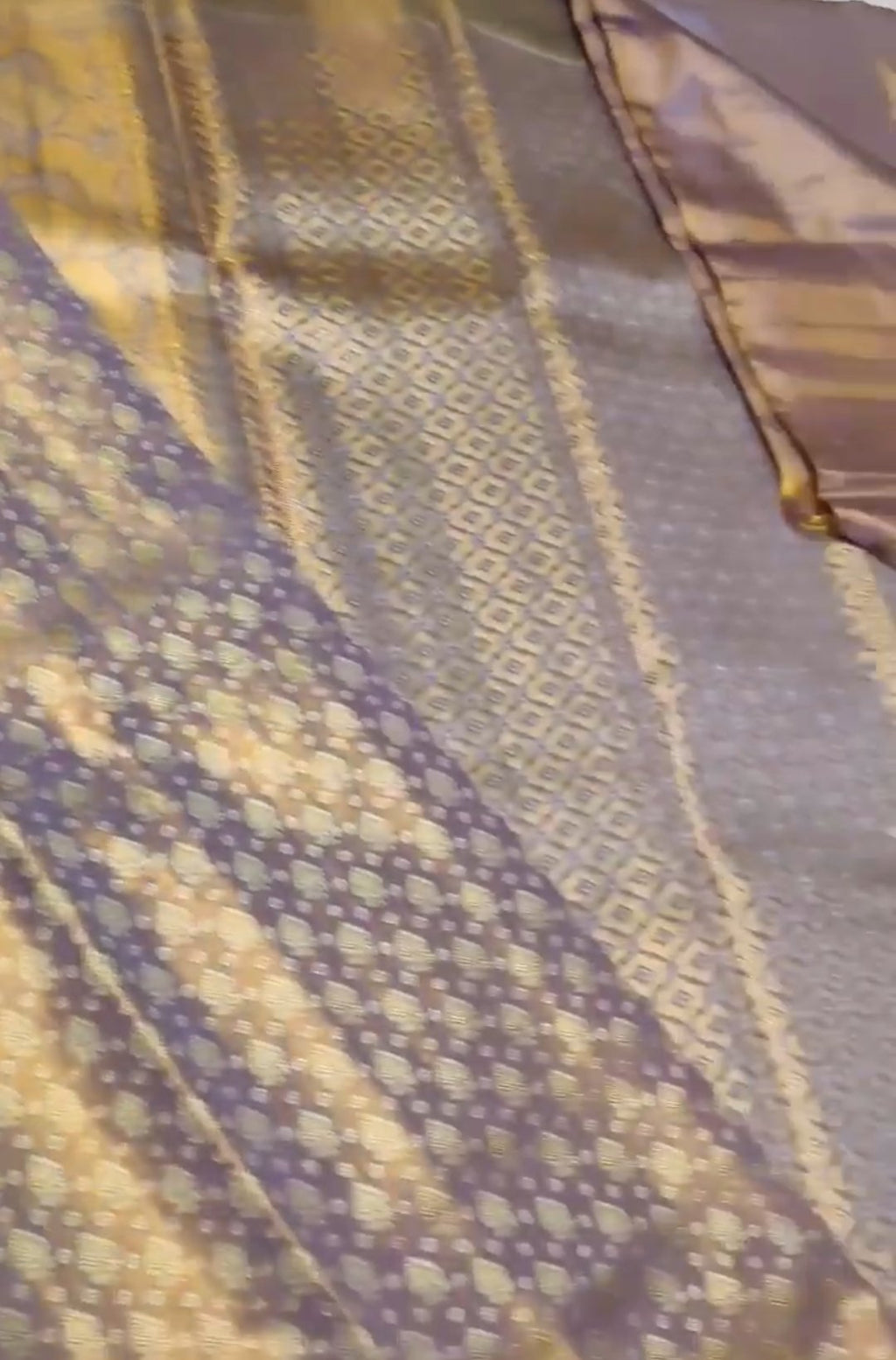 Lavender Kanchipuram Handloom Tissue Brocade Silk Saree