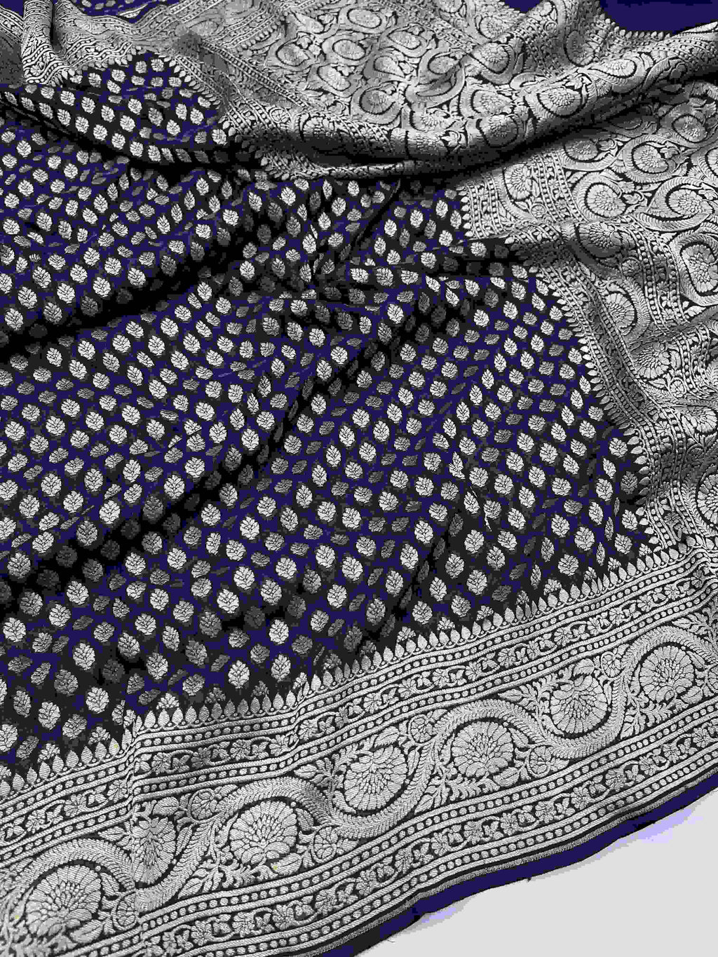 Brown Banarasi Handloom Antique Zari Georgette Silk Saree