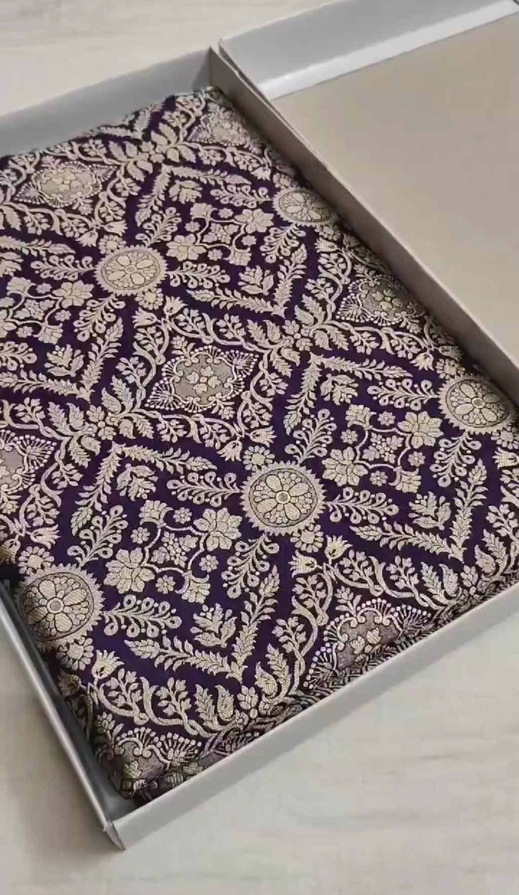 Dark Purple Banarasi Handloom Katan Silk Brocade Saree