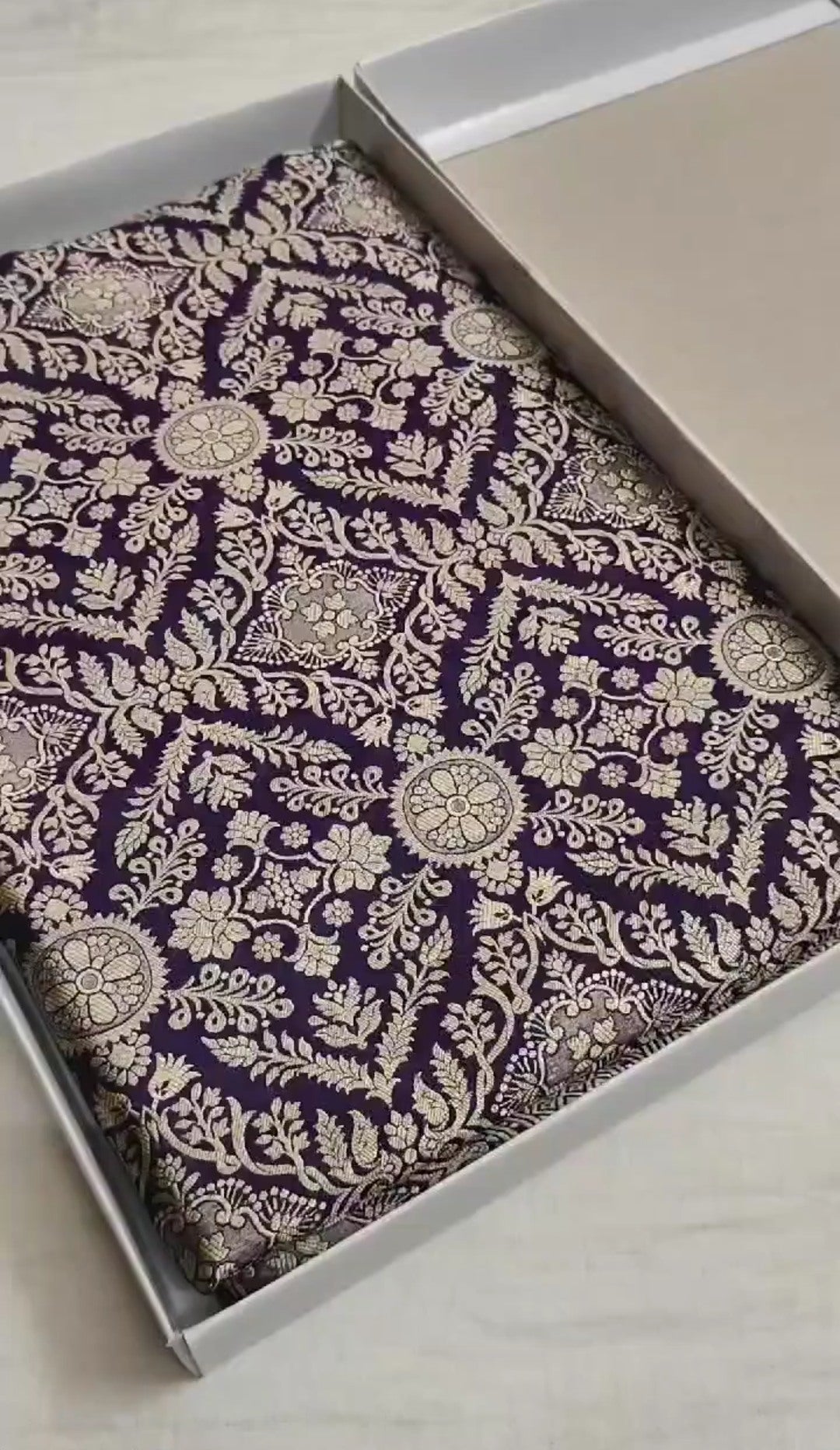 Dark Purple Banarasi Handloom Katan Silk Brocade Saree