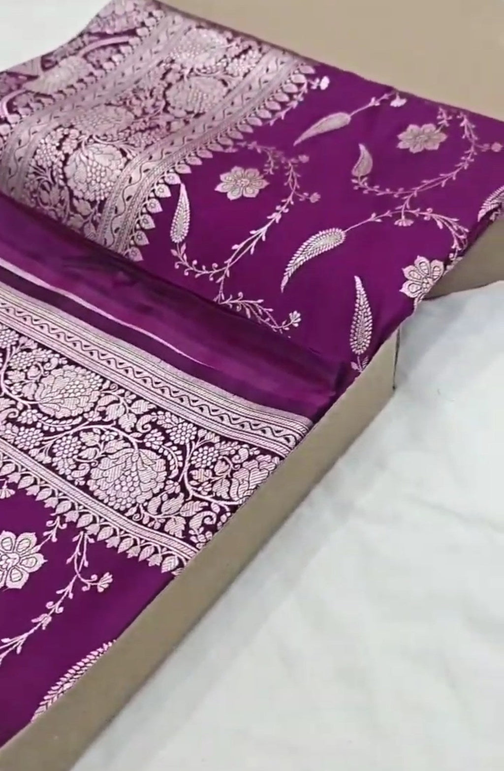 Purple Banarasi Mashru Soft Silk Saree