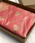 Peach Banarasi Satin Katan Silk Saree