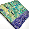 Sea Green Kanchipuram Handloom Tissue Brocade Meenakari Silk Saree