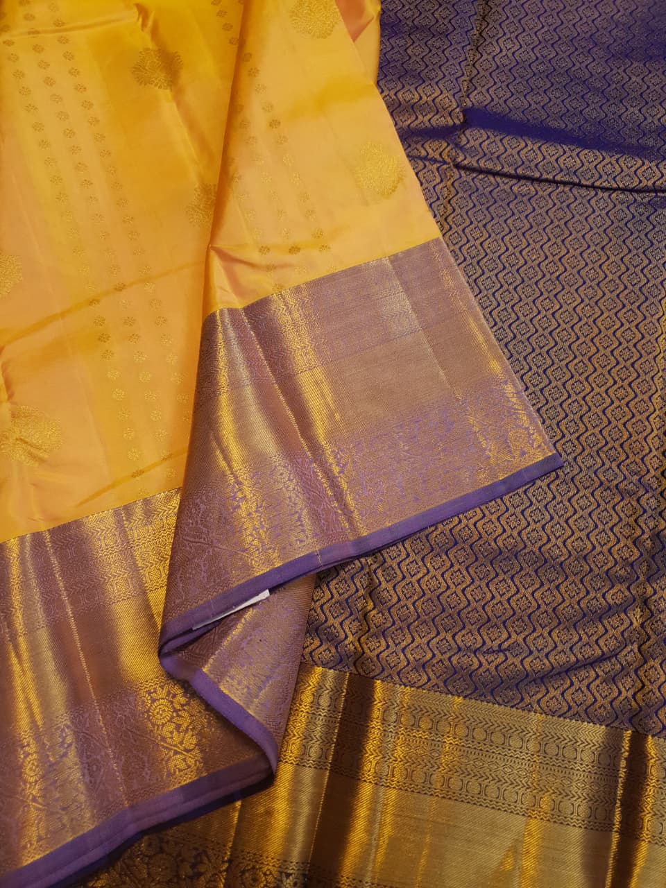 Golden Yellow Kanchipuram Handloom 2G Gold Pattu Silk Saree