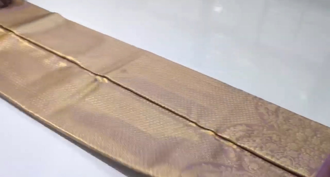 Lavender Kanchipuram Handloom Tissue Brocade Silk Saree