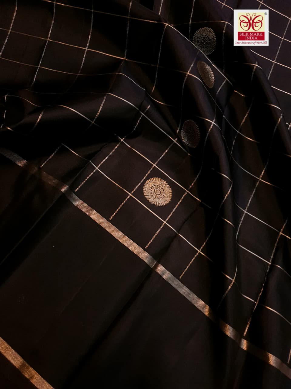 Dark Brown Kanchipuram Handloom 2G Gold Pattu Silk Saree