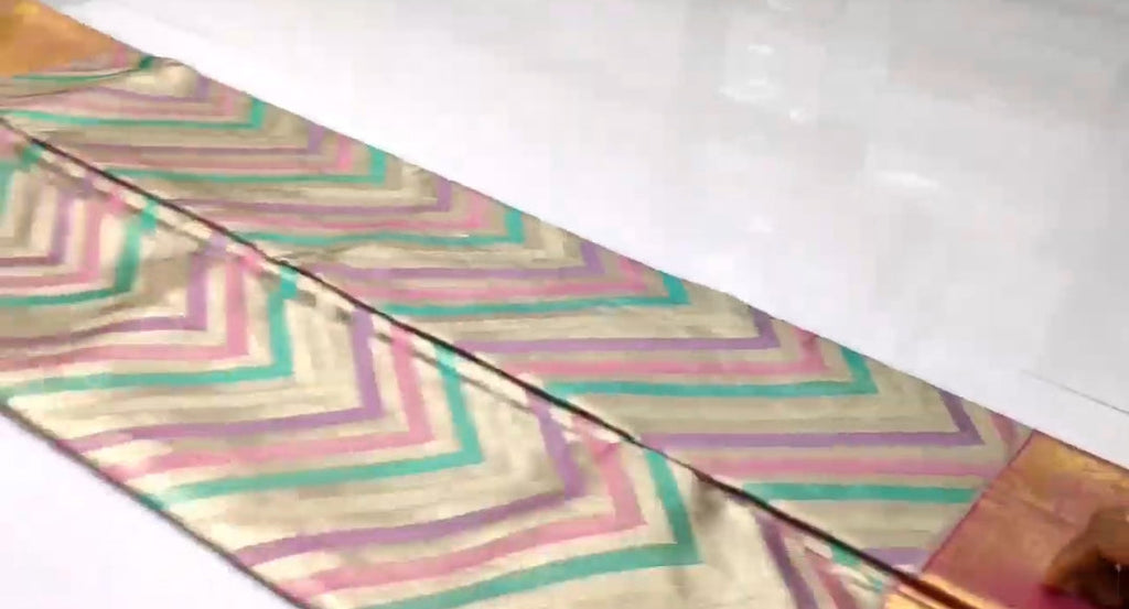 Multi Colour Kanchipuram Handloom Tissue Brocade Silk Saree