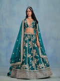 Teal Green Art Silk Lehenga Choli with Sequins & Thread Work