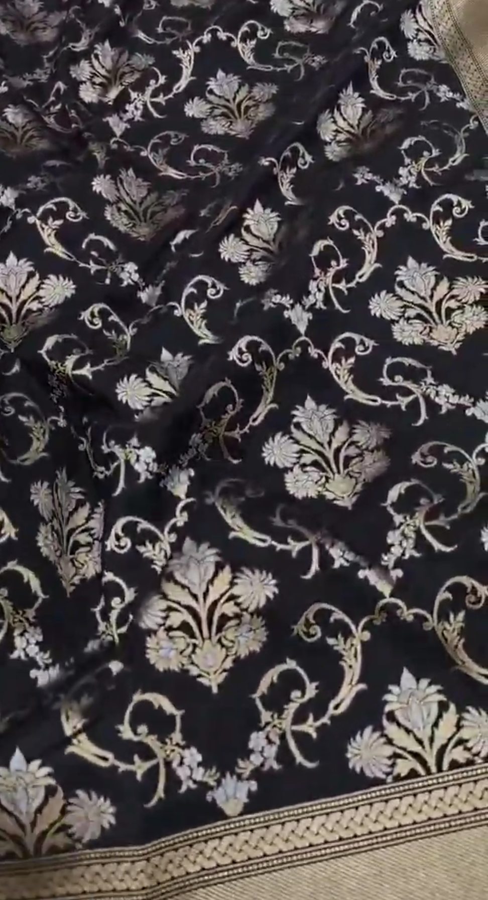 Black Banarasi Semi Katan Silk Sona Rupa Saree
