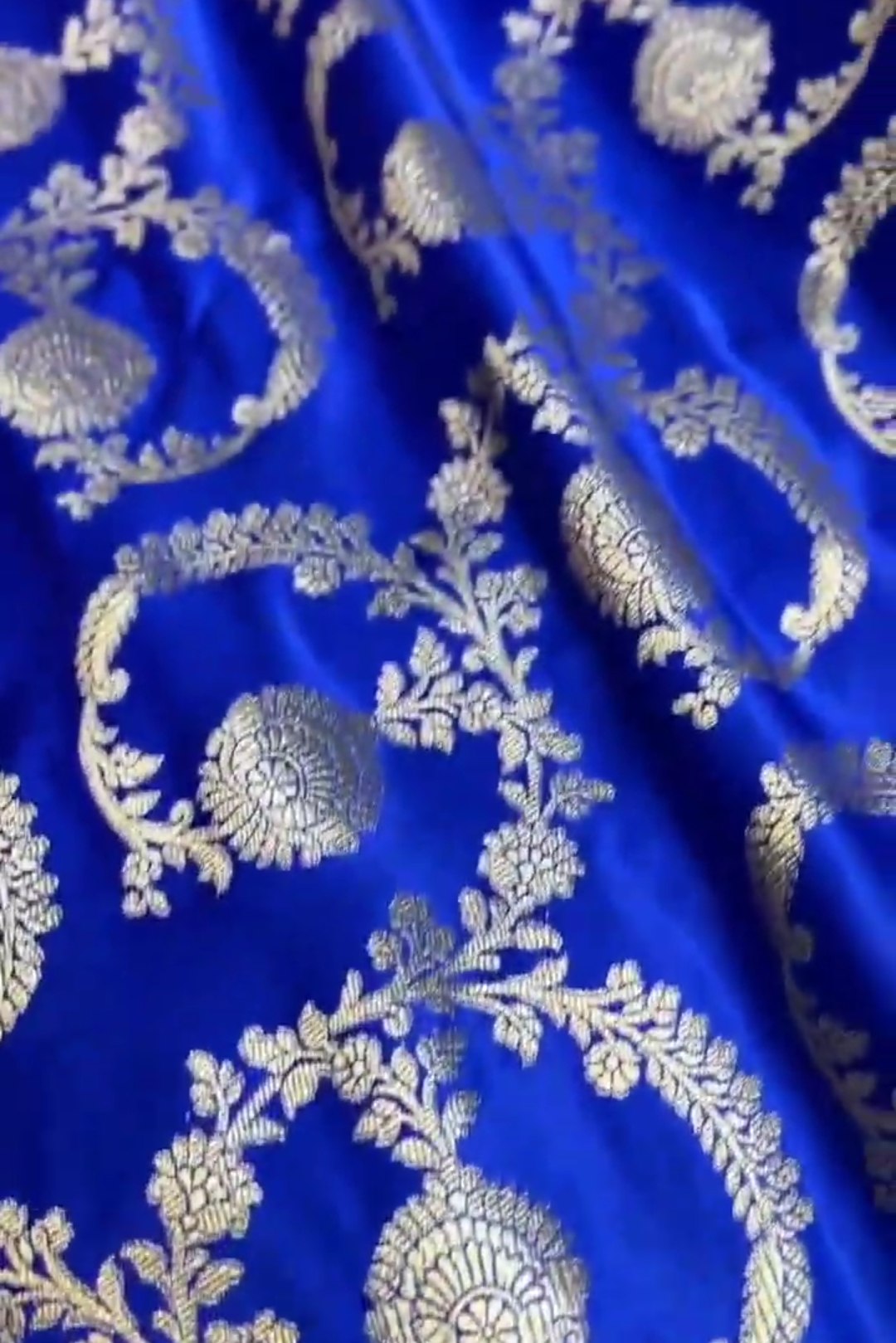 Azure Blue Banarasi Mashru Soft Silk Saree