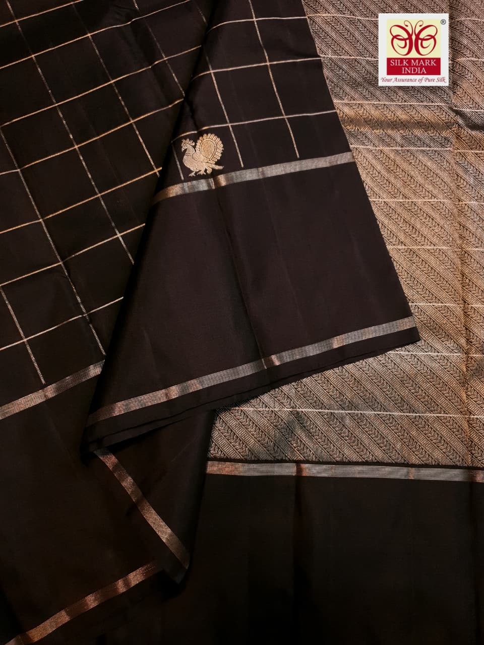 Dark Brown Kanchipuram Handloom 2G Gold Pattu Silk Saree