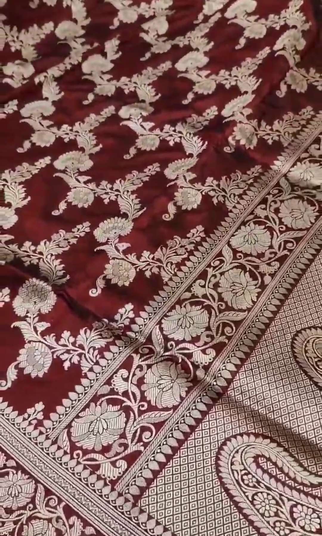 Maroon Banarasi Handloom Katan Silk Saree