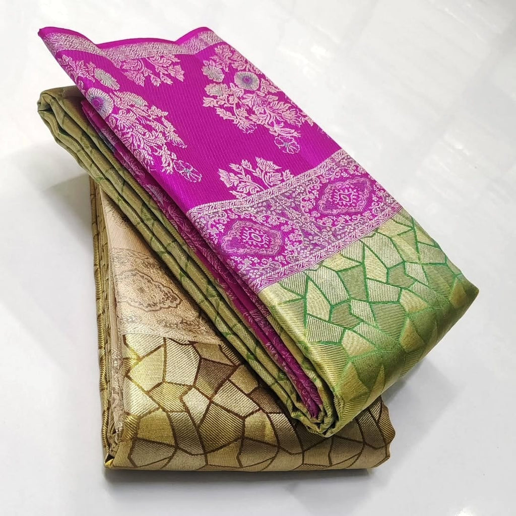 Green Kanchipuram Handloom Tissue Brocade Silk Saree