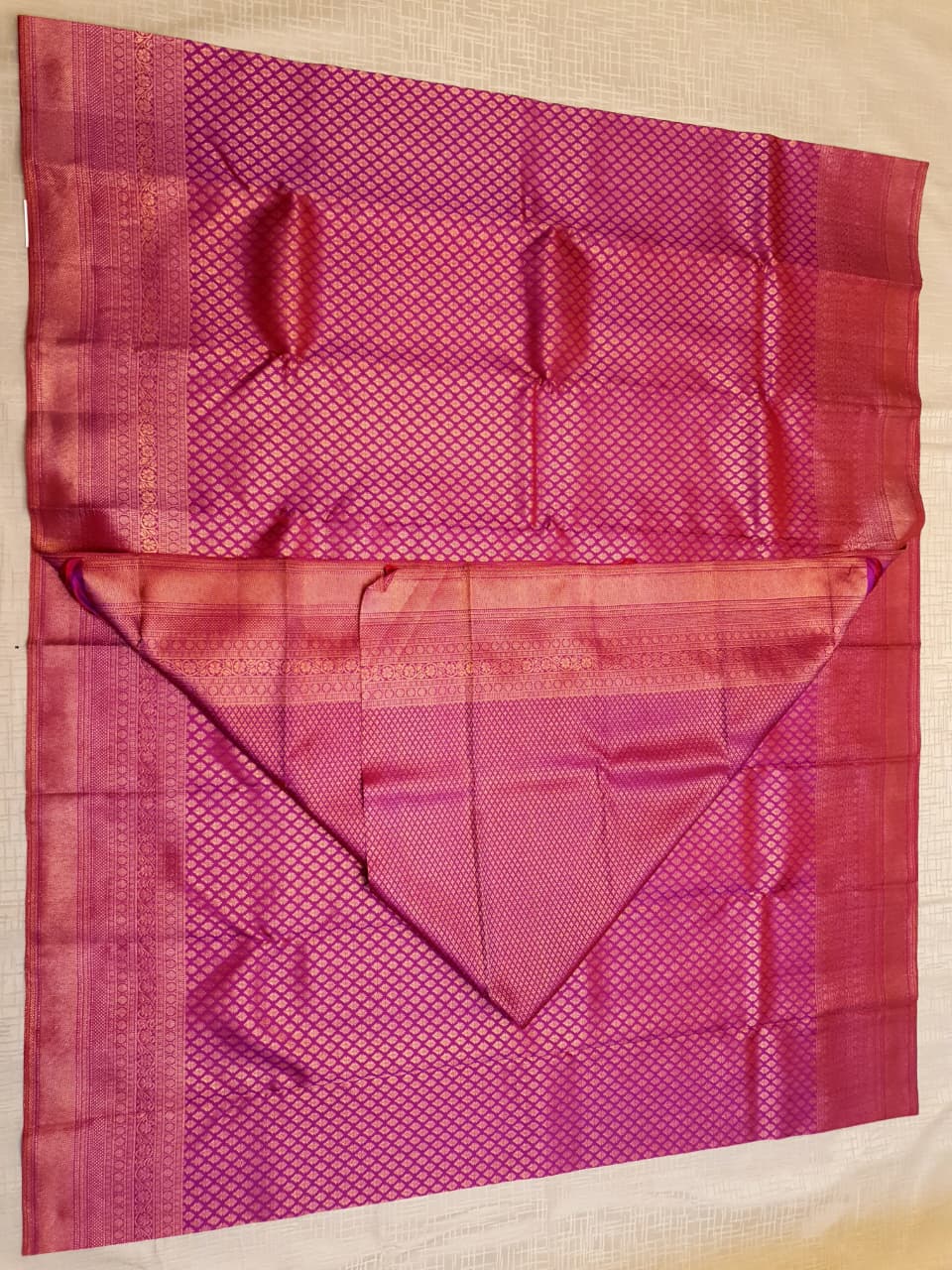 Hot Pink Kanchipuram Handloom 2G Gold Bridal Silk Saree