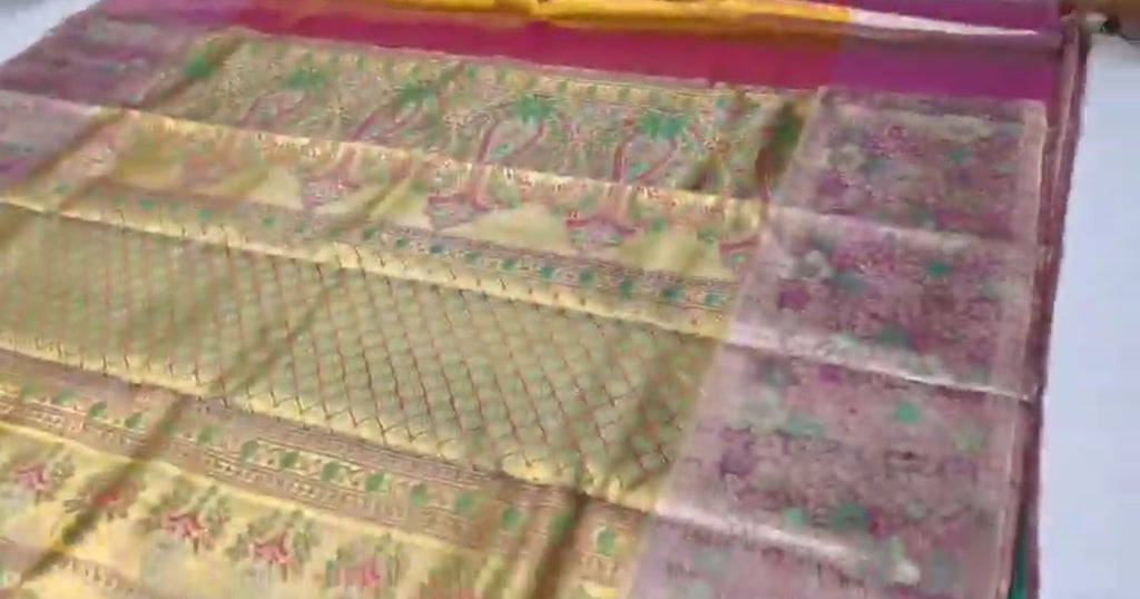 Green Kanchipuram handloom Tissue Brocade Meenakari Silk Saree