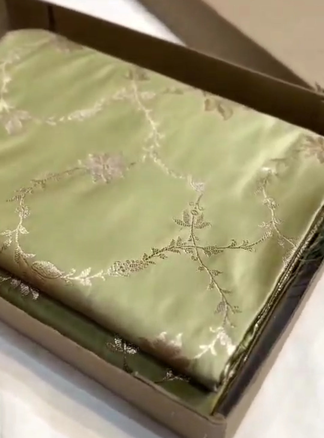 Pista Green Banarasi Satin Katan Silk Saree