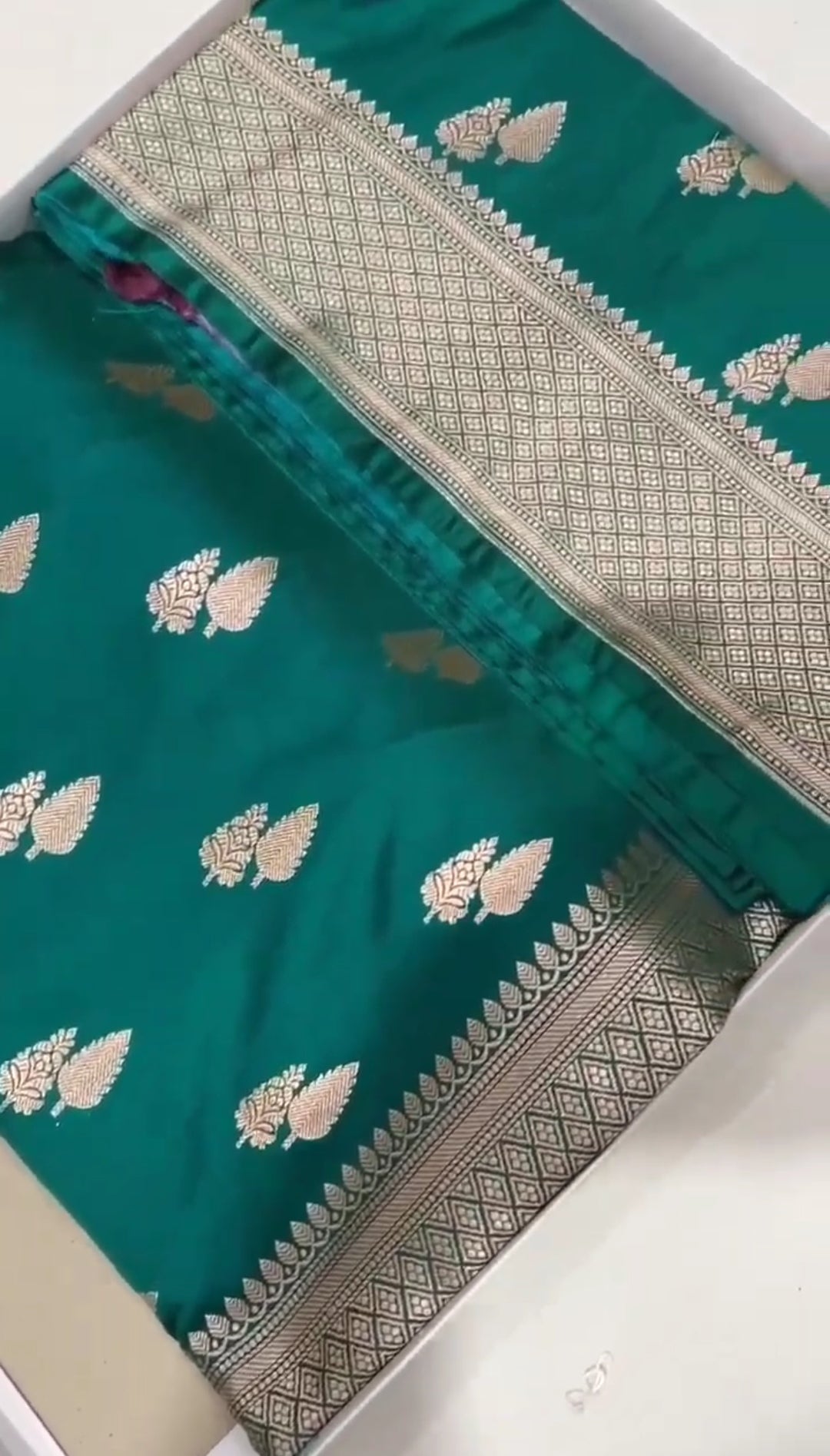 Sea Green Banarasi Mashru Soft Silk Saree