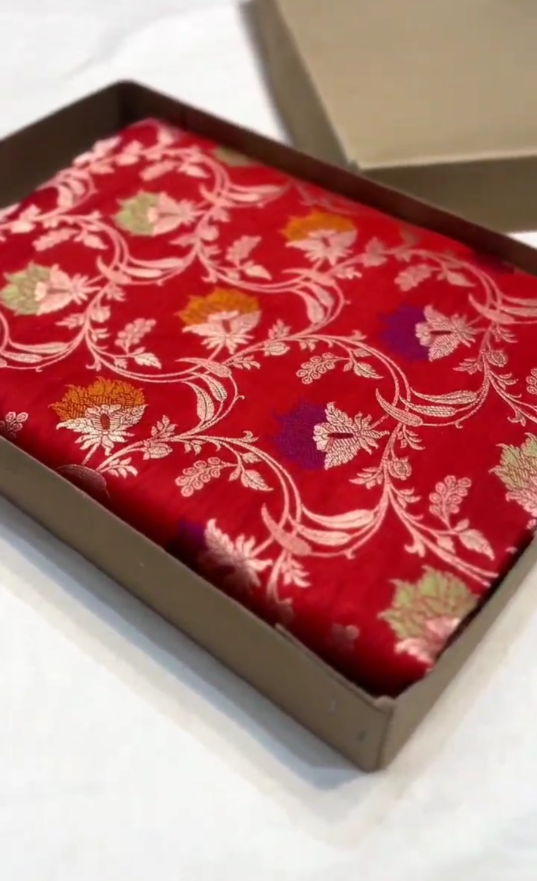 Red Banarasi Handloom Katan Silk Meenakari Saree