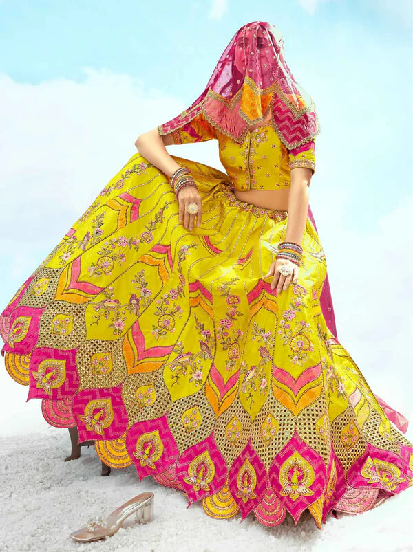 Pink Silk Bridal Lehenga with Designer Embroidery