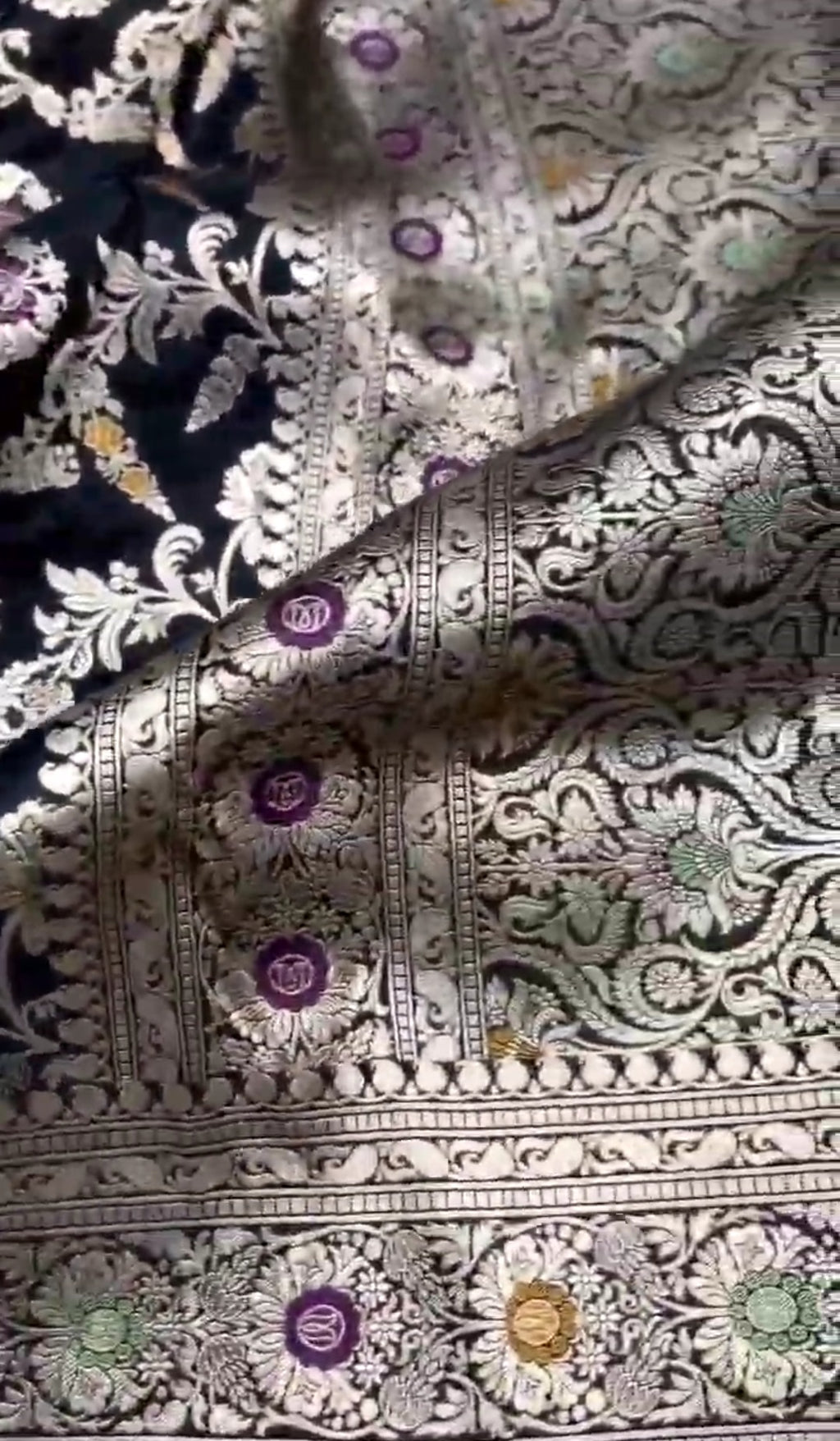 Black Banarasi Handloom Katan Silk Meenakari Saree