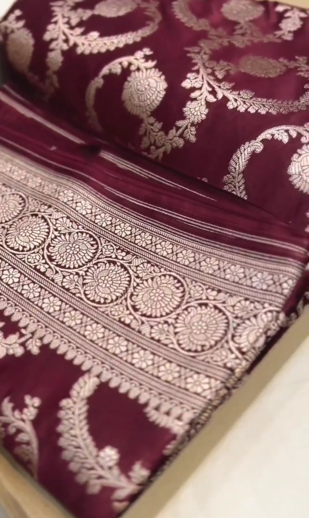 Maroon Banarasi Mashru Soft Silk Saree