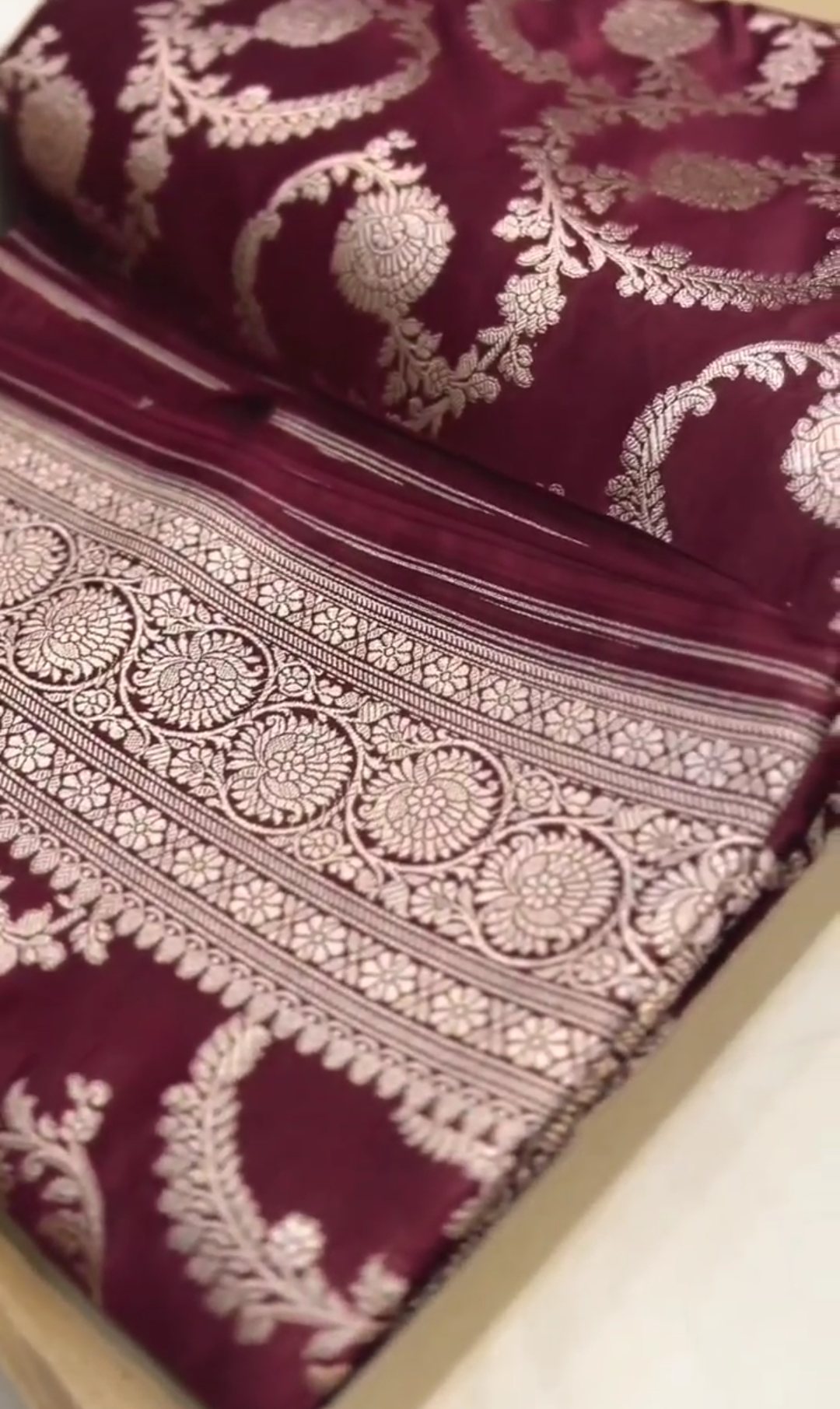 Maroon Banarasi Mashru Soft Silk Saree
