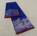 Azure Blue Chanderi Handloom Pattu Silk Handwork Saree
